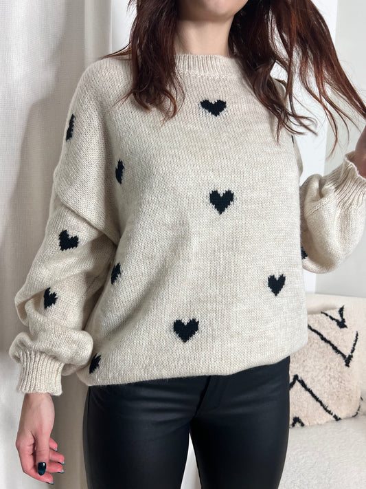 Pull FLORA coeur noir