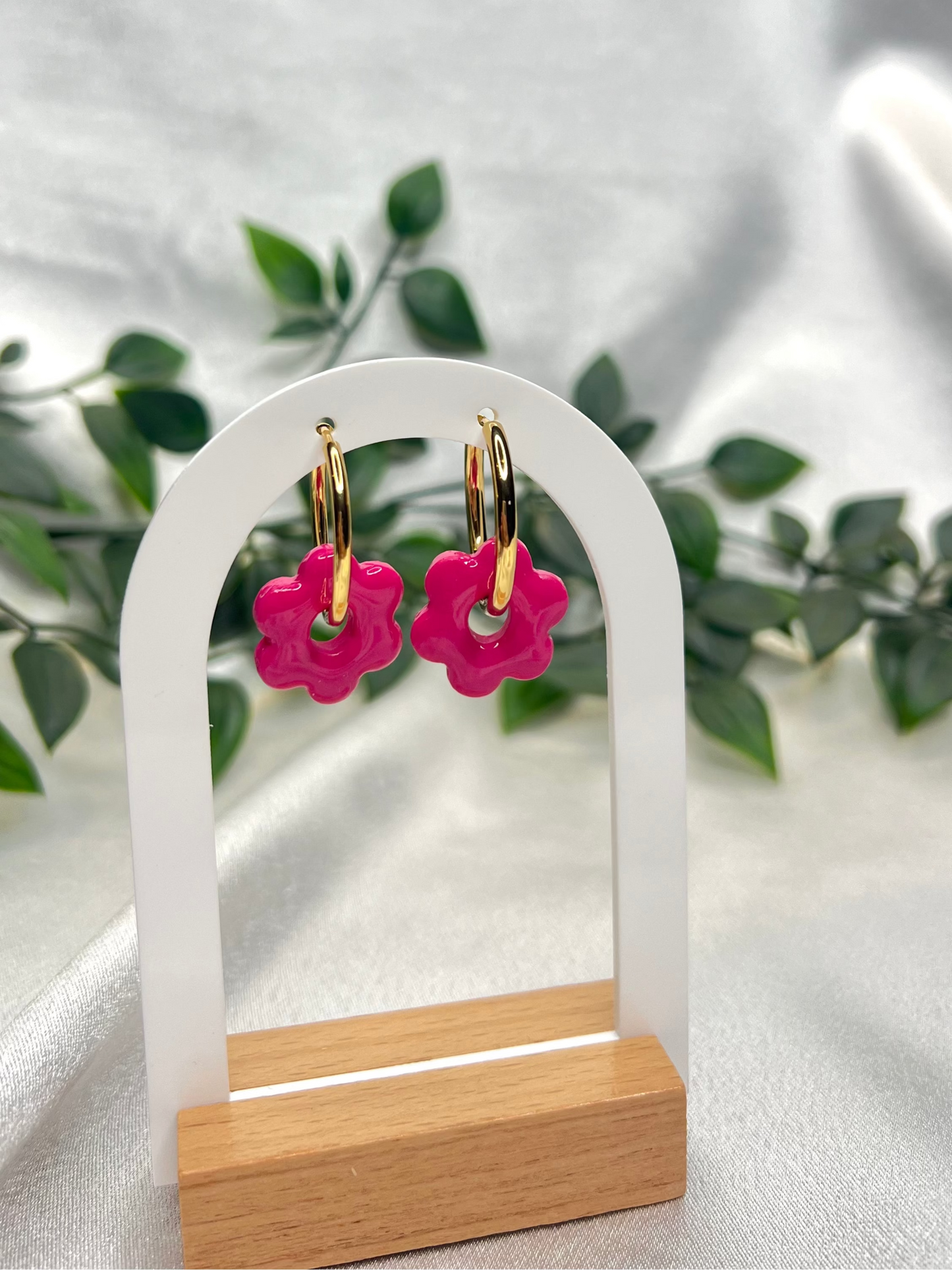 Pampilles FLEUR fushia pour boucles interchangeables