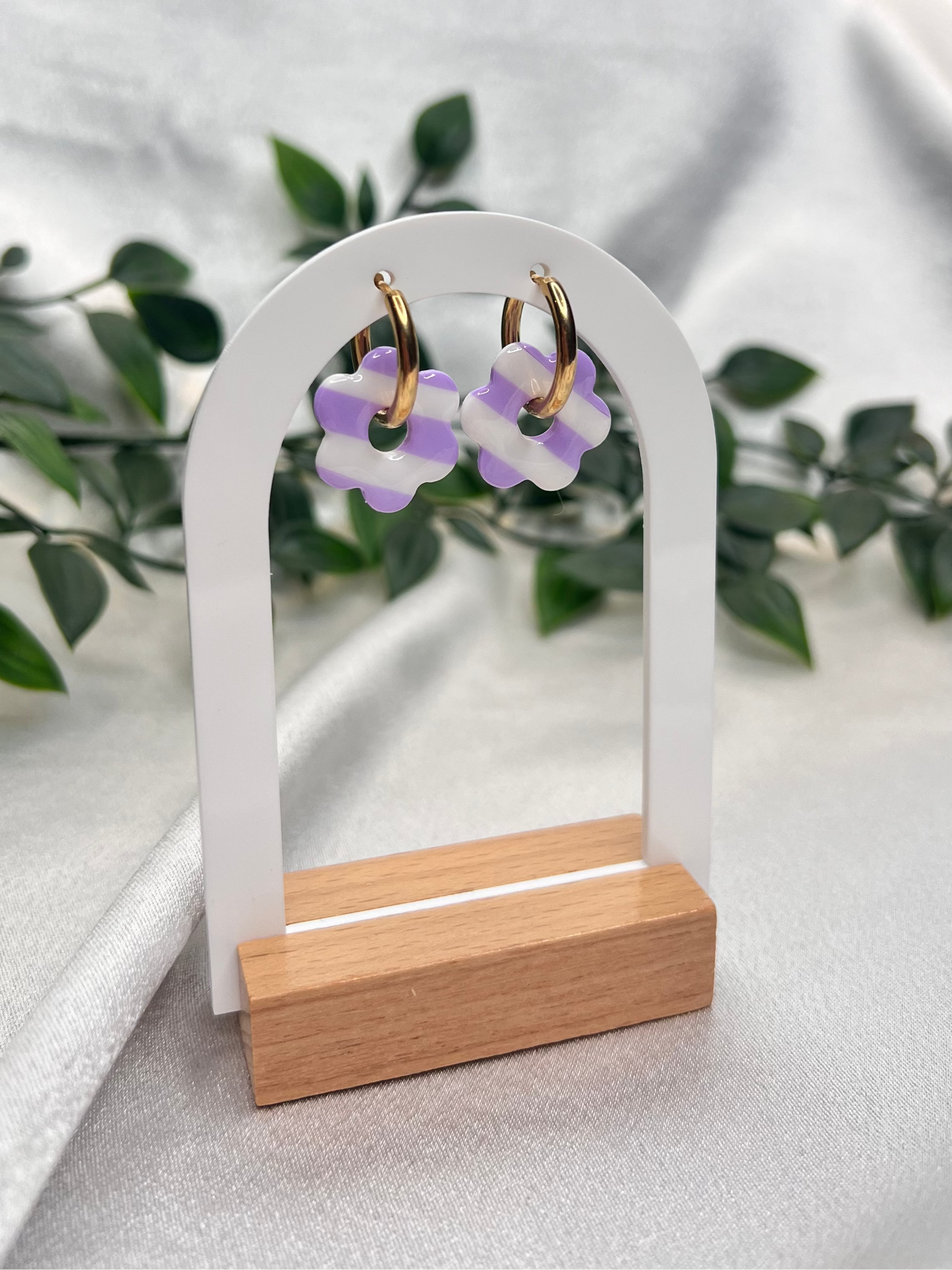 Pampilles FLEUR lila rayé pour boucles interchangeables