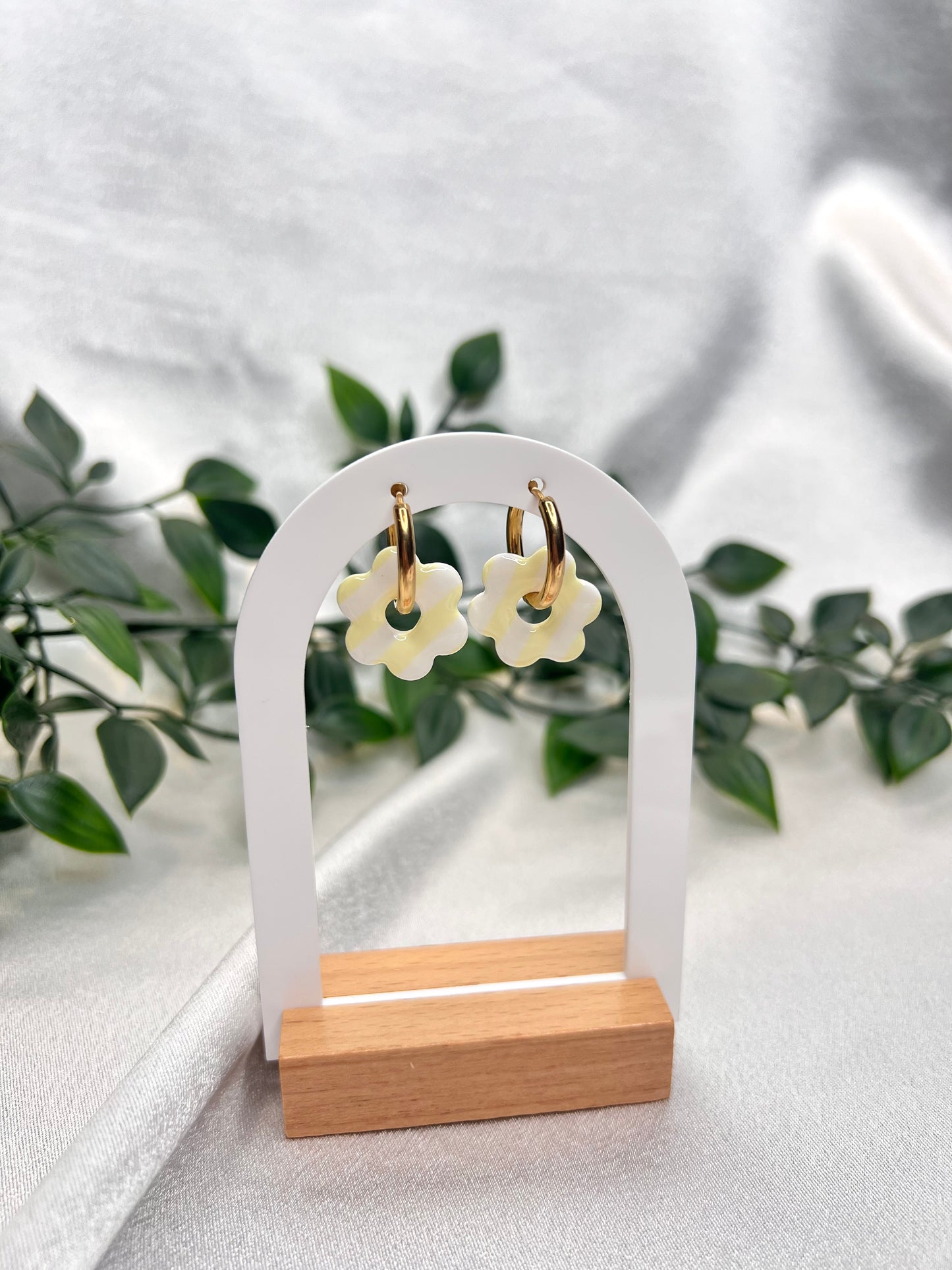 Pampilles FLEUR jaunes rayées pour boucles interchangeables