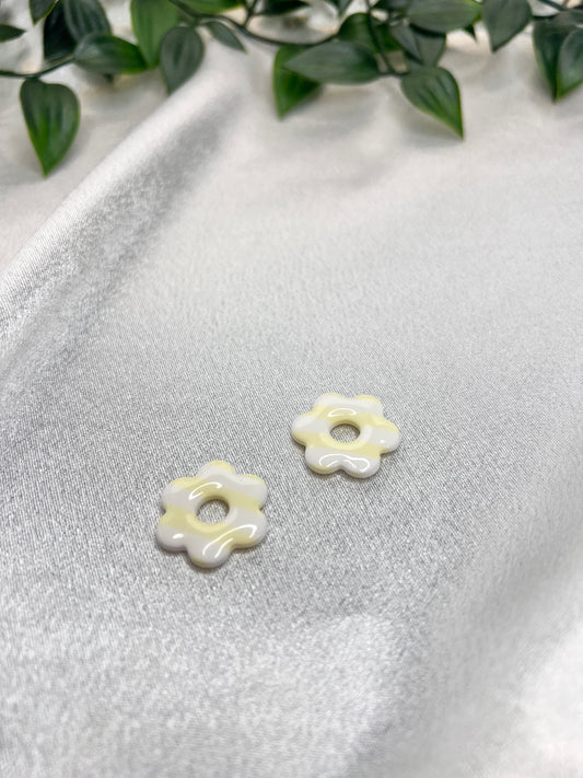 Pampilles FLEUR jaunes rayées pour boucles interchangeables