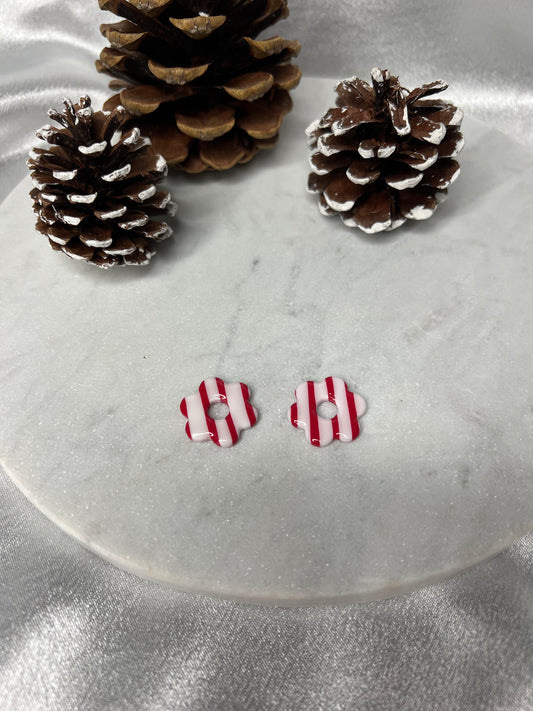 Pampilles FLEUR rouge rayées pour boucles interchangeables