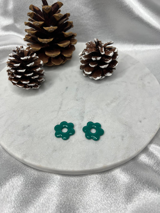Pampilles FLEUR vert sapin pour boucles interchangeables