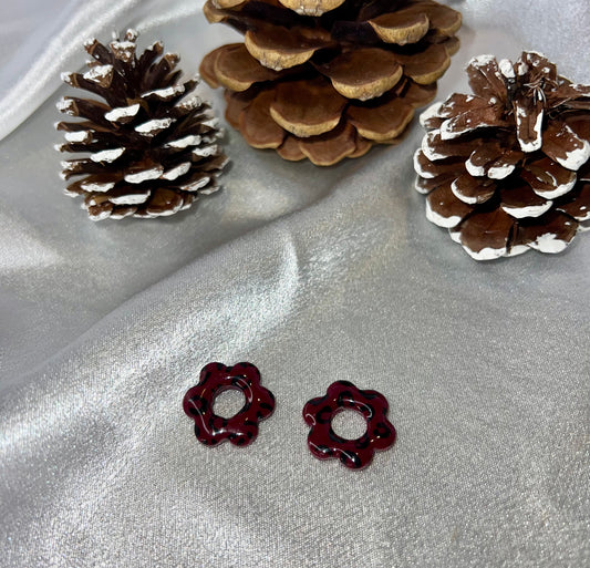 Pampilles FLEUR leopard bordeau pour boucles interchangeables