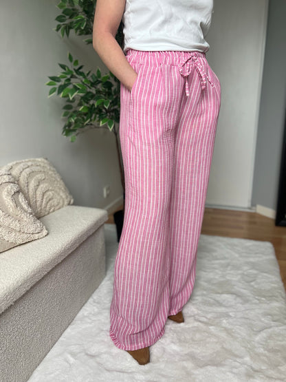 Pantalon rayé ARIA rose