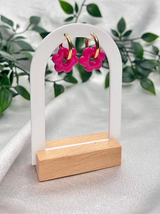 Pampilles FLEUR fushia pour boucles interchangeables