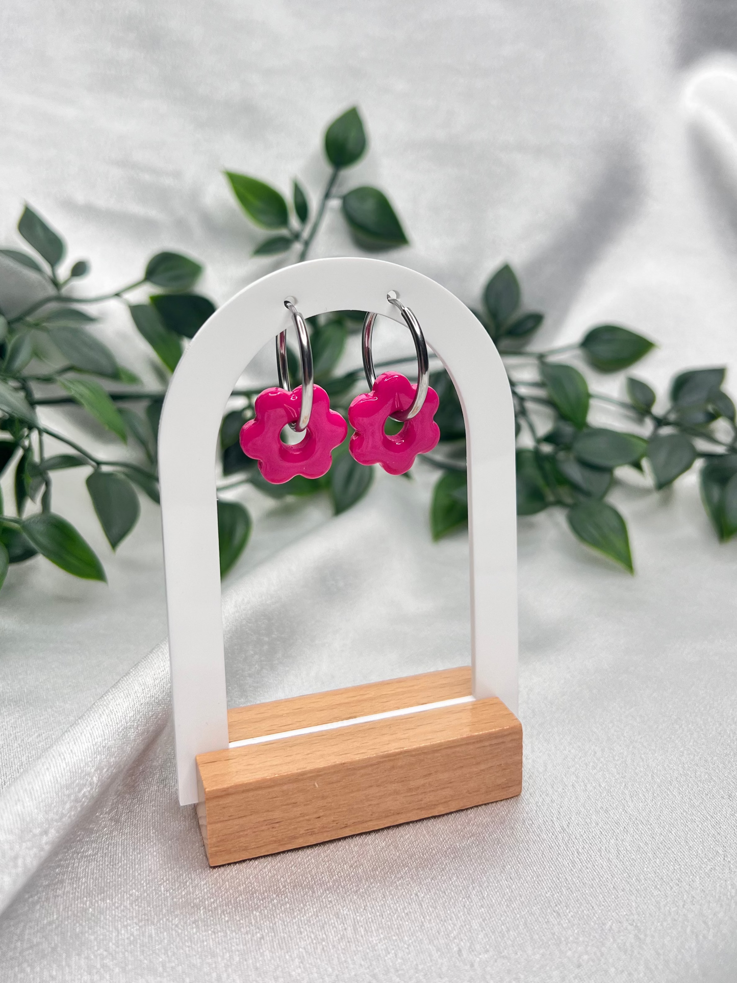 Pampilles FLEUR fushia pour boucles interchangeables