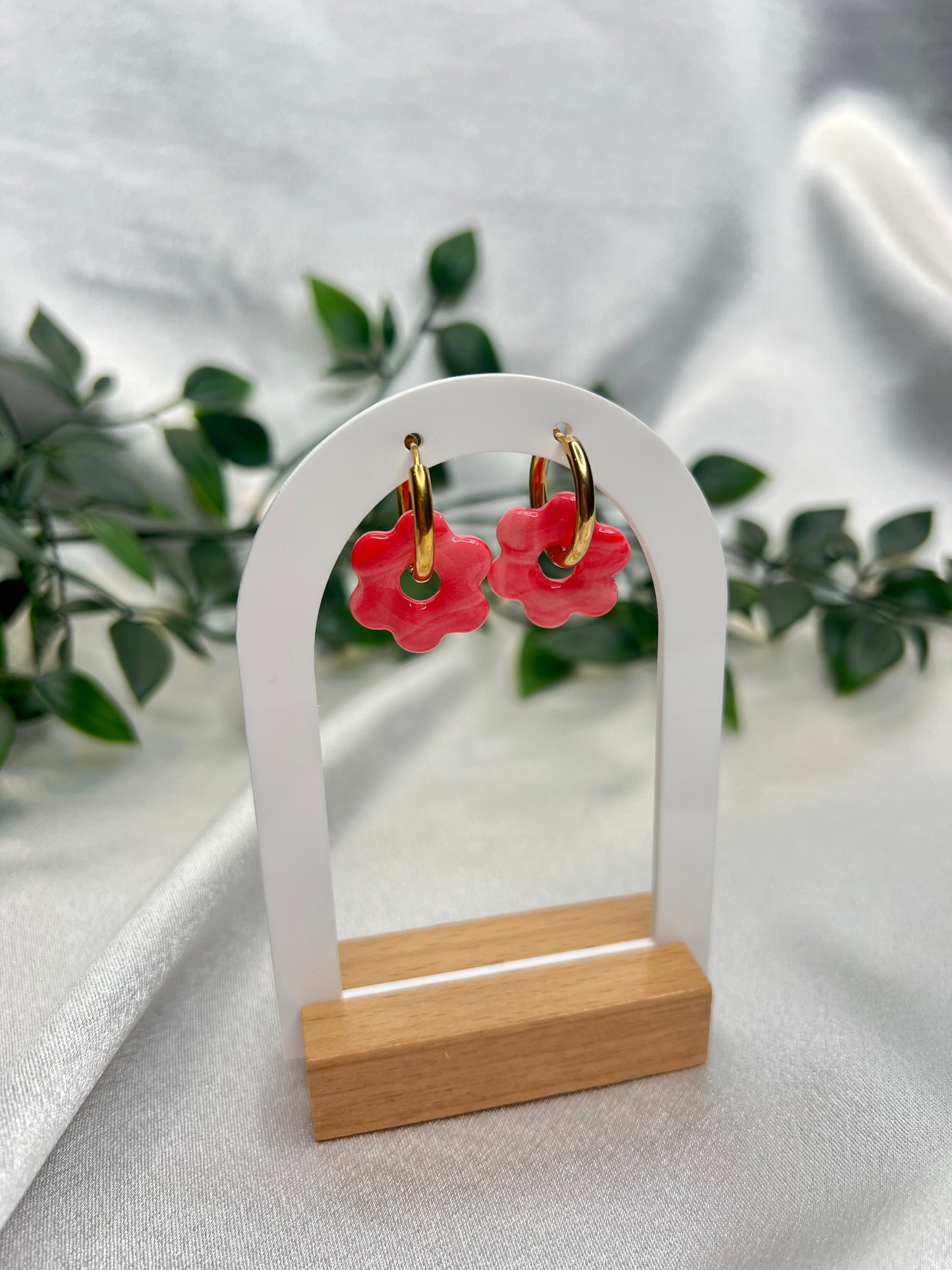 Pampilles FLEUR pamplemousse pour boucles interchangeables