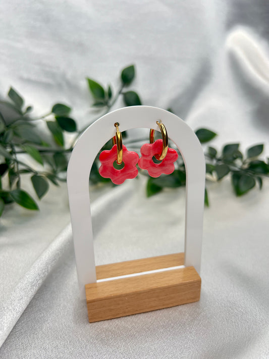 Pampilles FLEUR pamplemousse pour boucles interchangeables