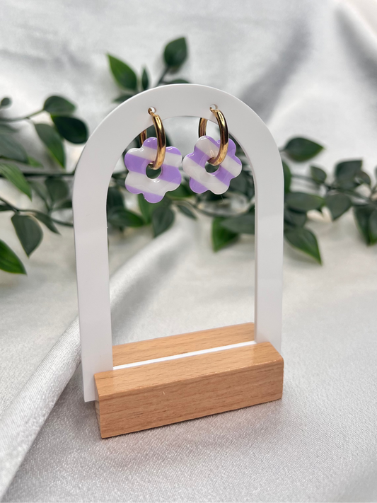 Pampilles FLEUR lila rayé pour boucles interchangeables