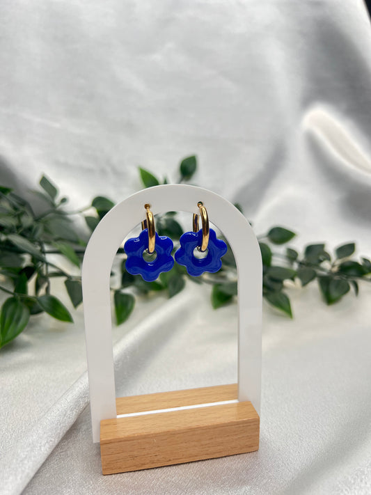 Pampilles FLEUR BLEU ROI pour boucles interchangeables