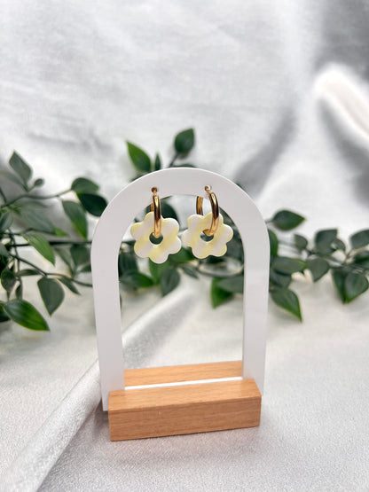 Pampilles FLEUR jaunes rayées pour boucles interchangeables