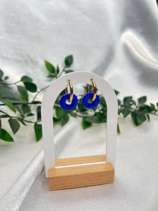 Pampilles FLEUR ronde BLEU ROI pour boucles interchangeables