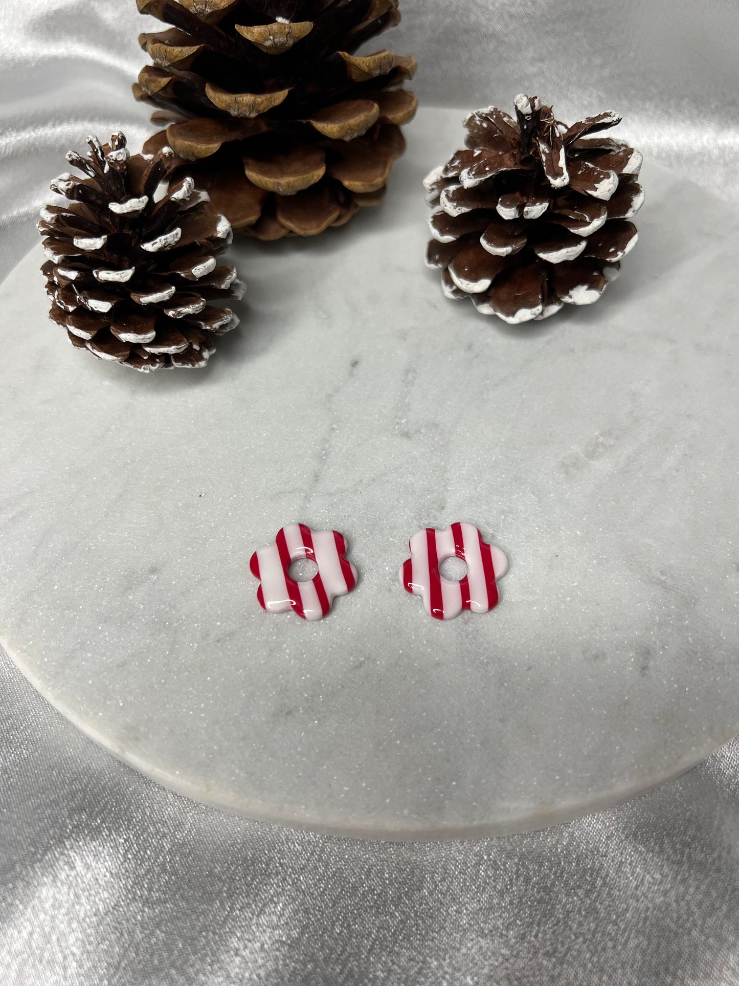 Pampilles FLEUR rouge rayées pour boucles interchangeables