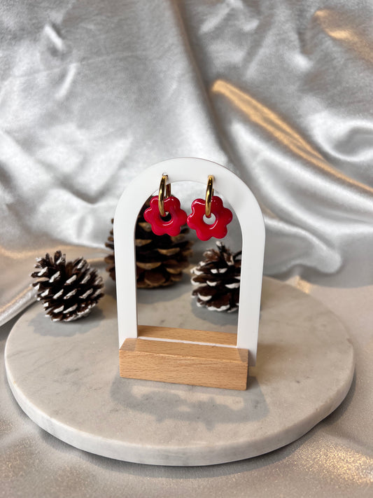 Pampilles FLEUR rouge pour boucles interchangeables