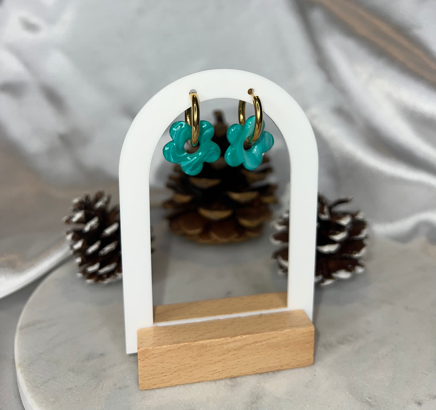 Pampilles FLEUR vert nuancé pour boucles interchangeables