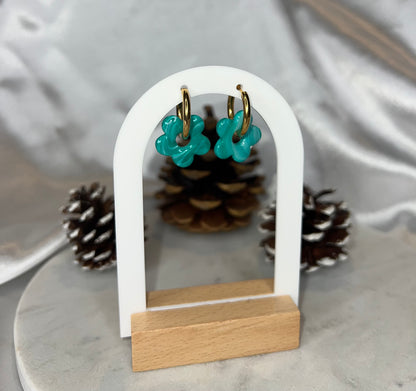 Pampilles FLEUR vert nuancé pour boucles interchangeables