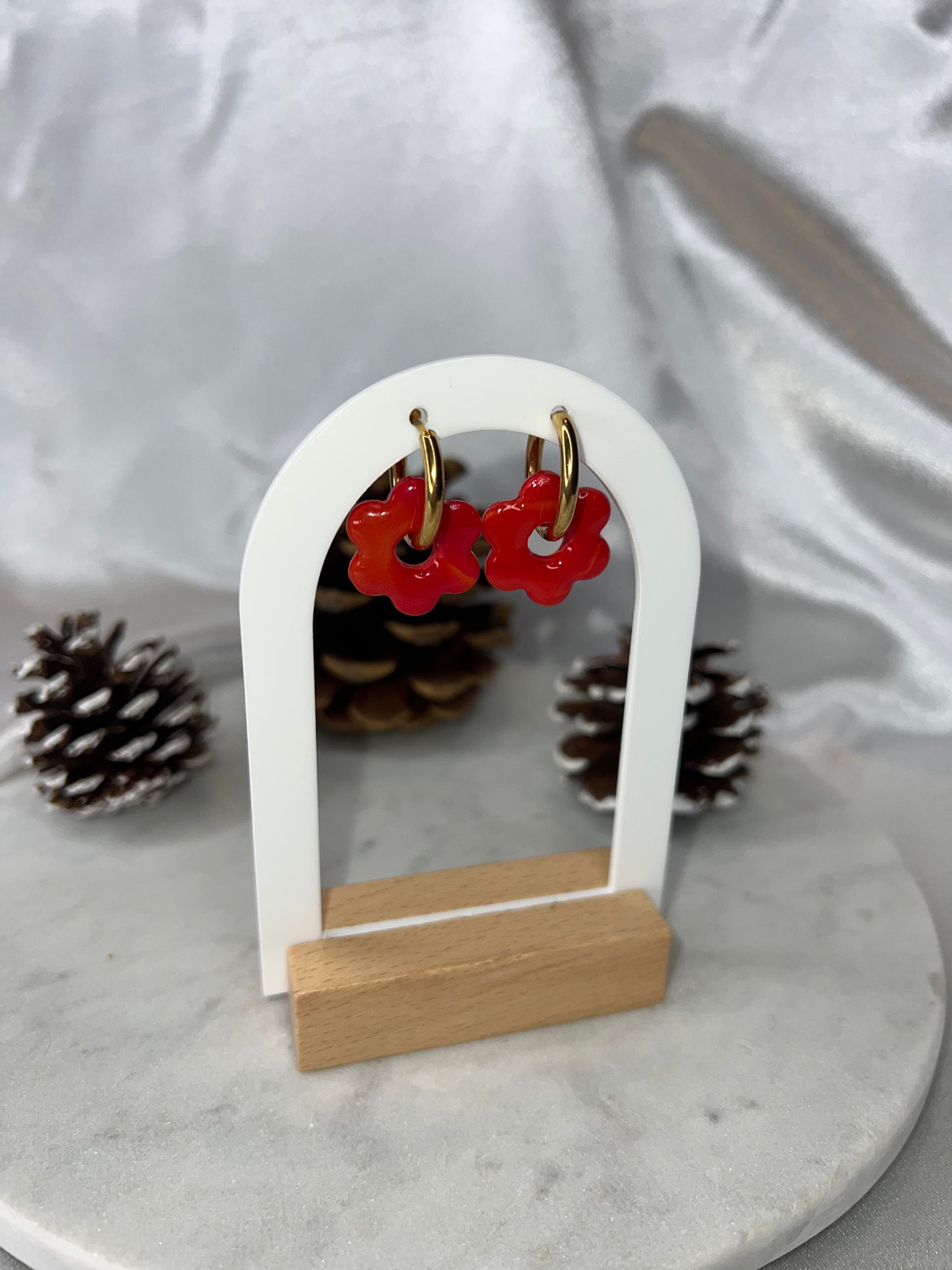 Pampilles FLEUR rouge nuancé pour boucles interchangeables