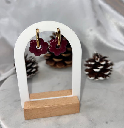 Pampilles FLEUR violet prune pour boucles interchangeables