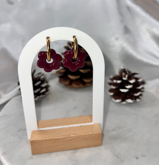 Pampilles FLEUR violet prune pour boucles interchangeables