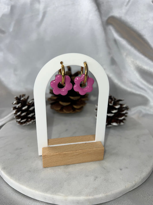 Pampilles FLEUR rose pour boucles interchangeables