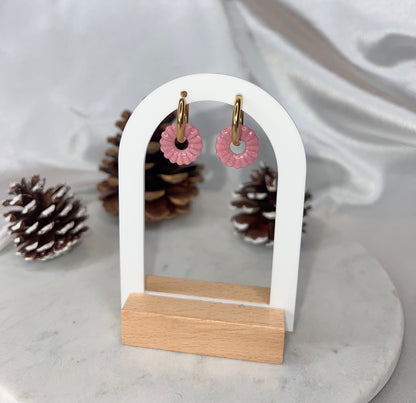 Pampilles ronde rose à paillettes pour boucles interchangeables