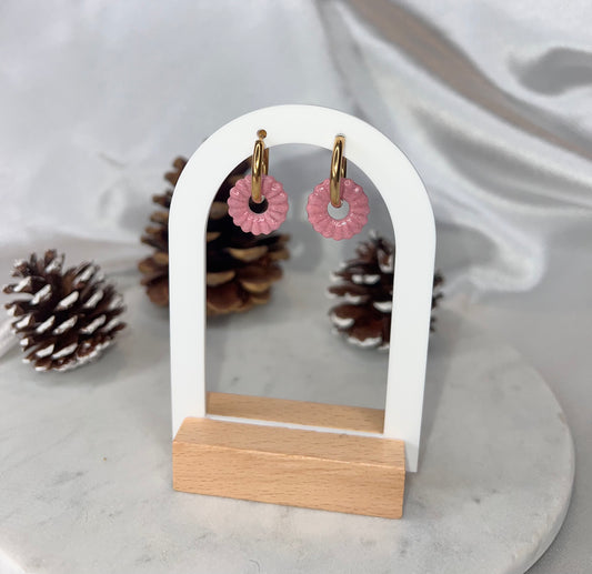 Pampilles ronde rose à paillettes pour boucles interchangeables