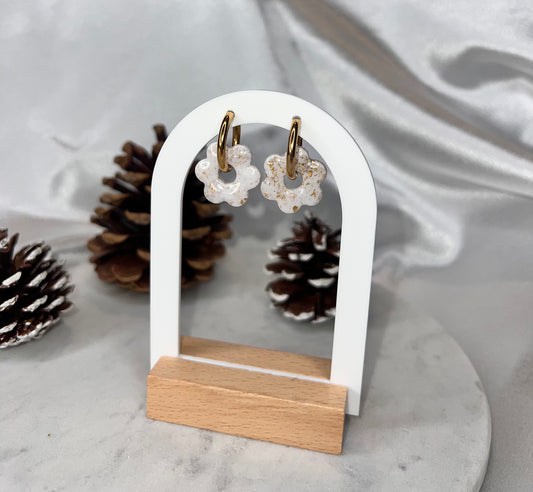 Pampilles FLEUR blanc et or pour boucles interchangeables