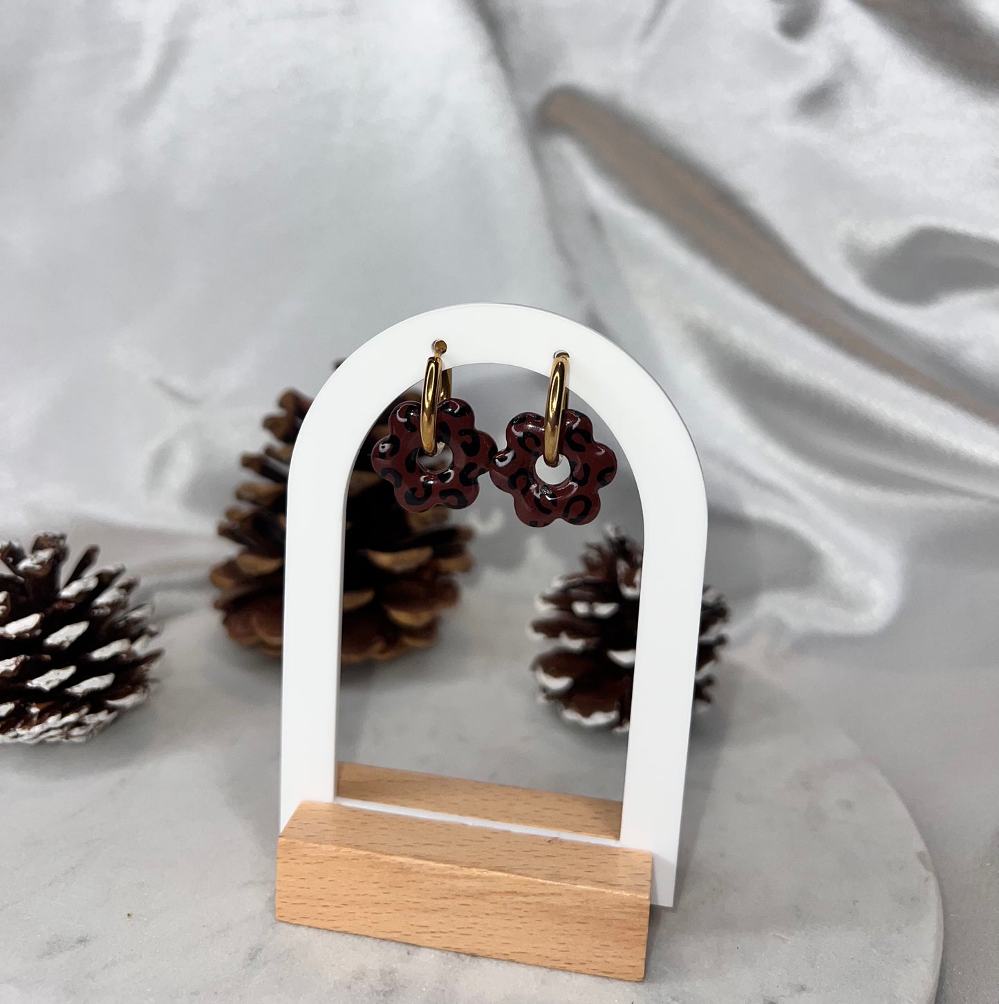 Pampilles FLEUR leopard marron pour boucles interchangeables