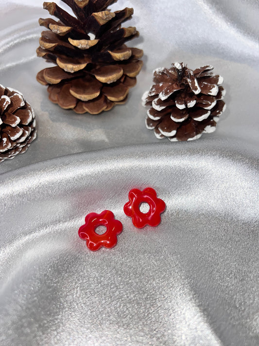 Pampilles FLEUR rouge nuancé pour boucles interchangeables