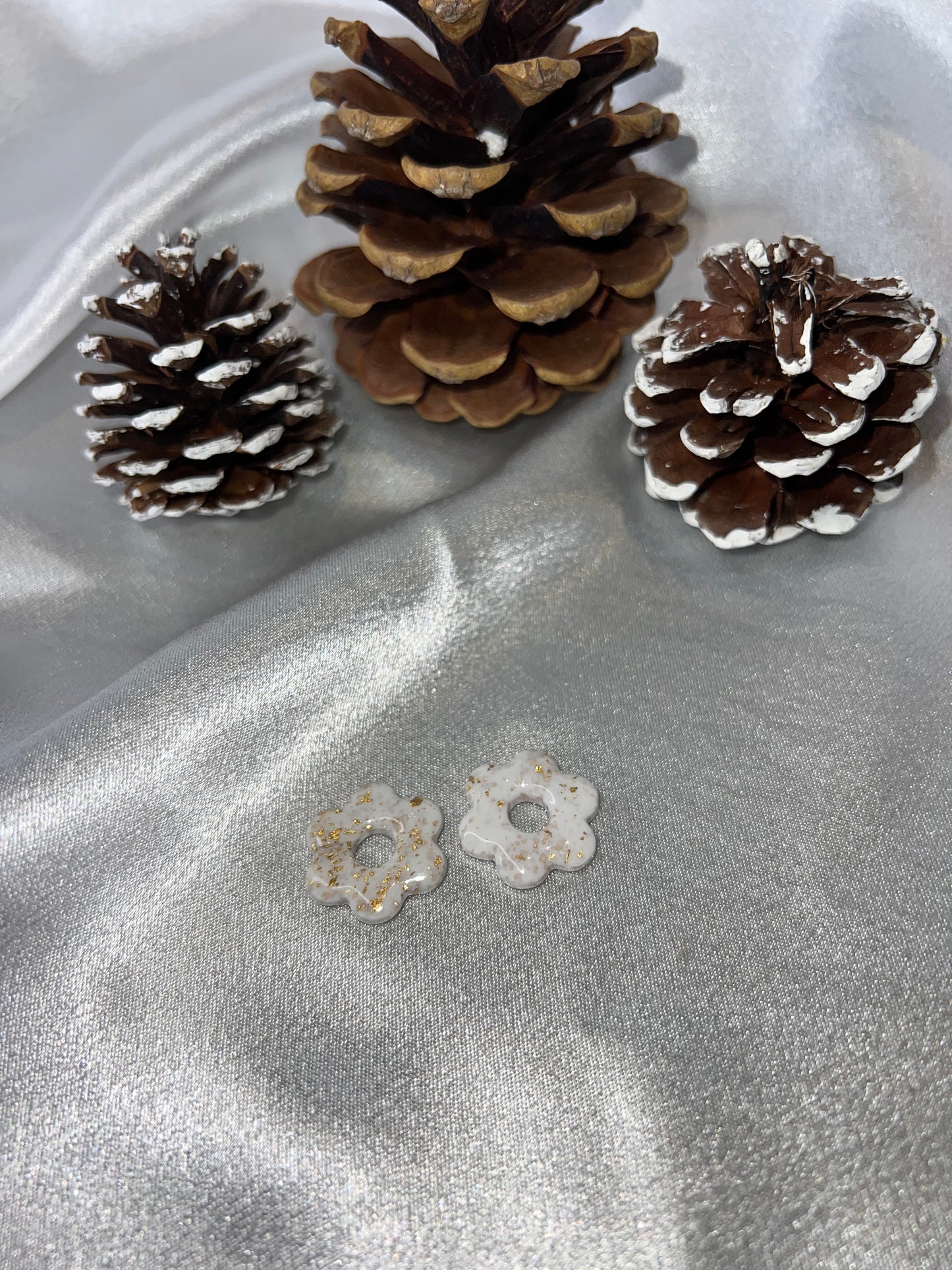 Pampilles FLEUR blanc et or pour boucles interchangeables