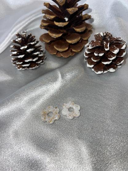 Pampilles FLEUR blanc et or pour boucles interchangeables