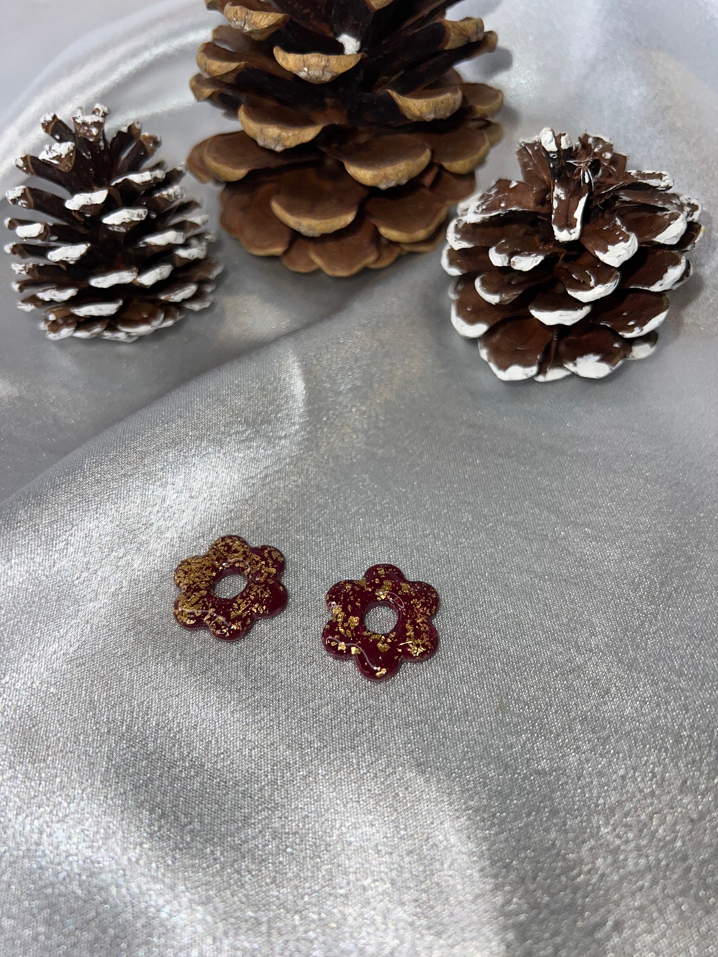 Pampilles FLEUR bordeau or pour boucles interchangeables