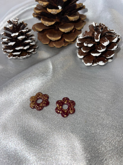 Pampilles FLEUR bordeau or pour boucles interchangeables