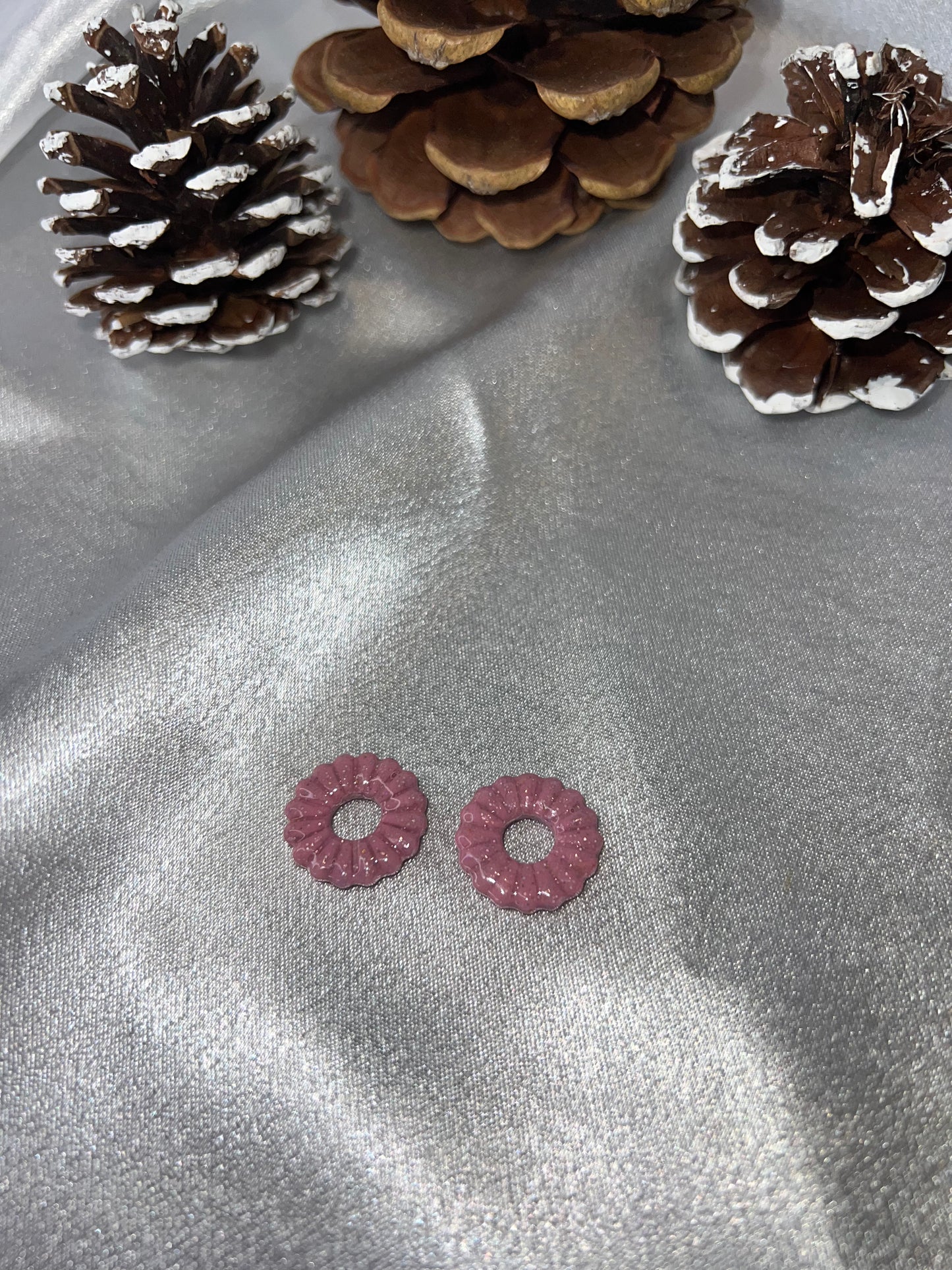 Pampilles ronde rose à paillettes pour boucles interchangeables